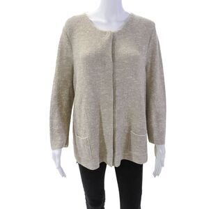 Anne Claire Womens Button Down Cardigan Sweater Beige Cotton Size EUR 42